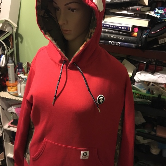 aape red hoodie